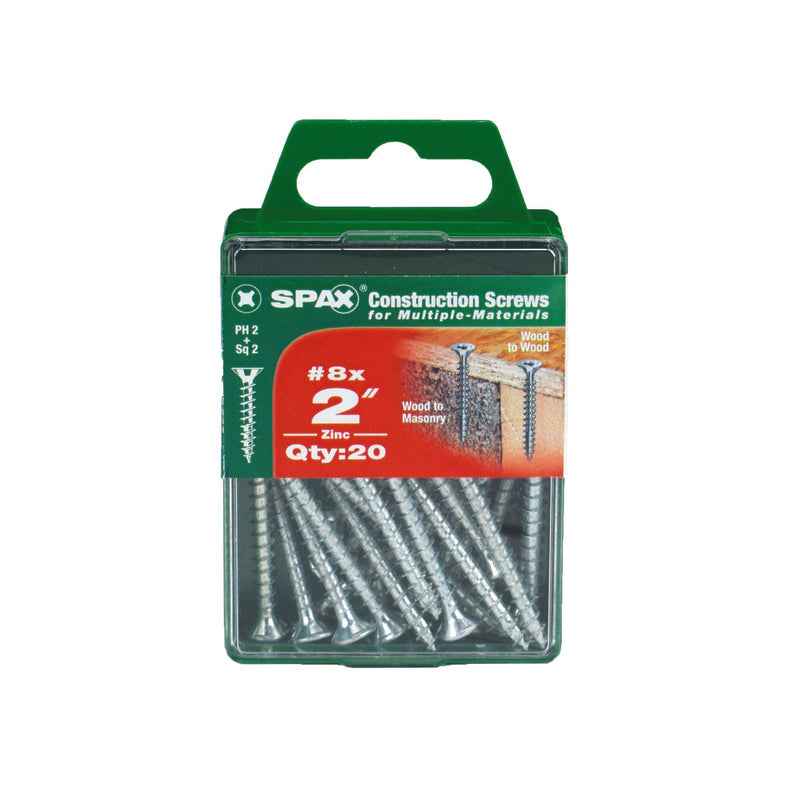 SPAX No. 8 x 2 in. L Phillips/Square Flat Head Zinc-Plated Steel Multi-Purpose Screw 20 each - Image 3
