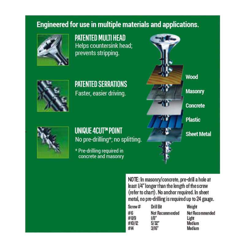 SPAX No. 8 x 2 in. L Phillips/Square Flat Head Zinc-Plated Steel Multi-Purpose Screw 20 each - Image 4