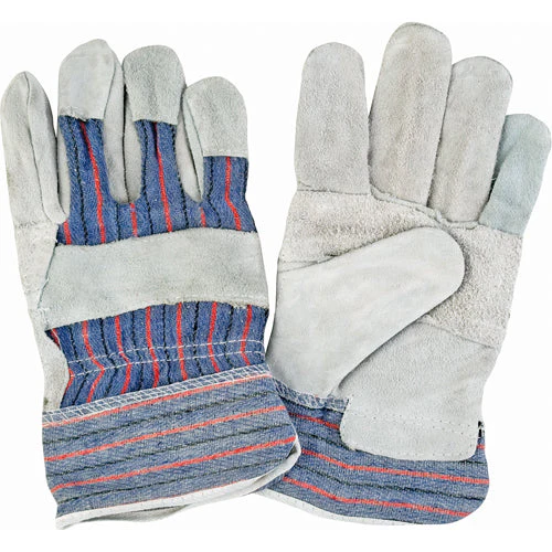 Standard-Duty Patch Palm Fitters Gloves, Large, Split Cowhide Palm, Cotton Inner Lining - Image 2