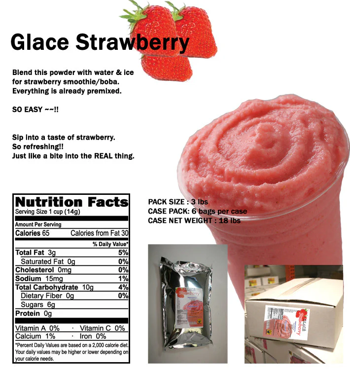 Strawberry 4 in 1 Mix for Bubble Tea, Smoothies, Lattes and Frappes, 3 lbs. Bag (Case 6 x 3 lbs. Bags) - Ships Free Within Canada on Orders Above CAD $199 - Image 2