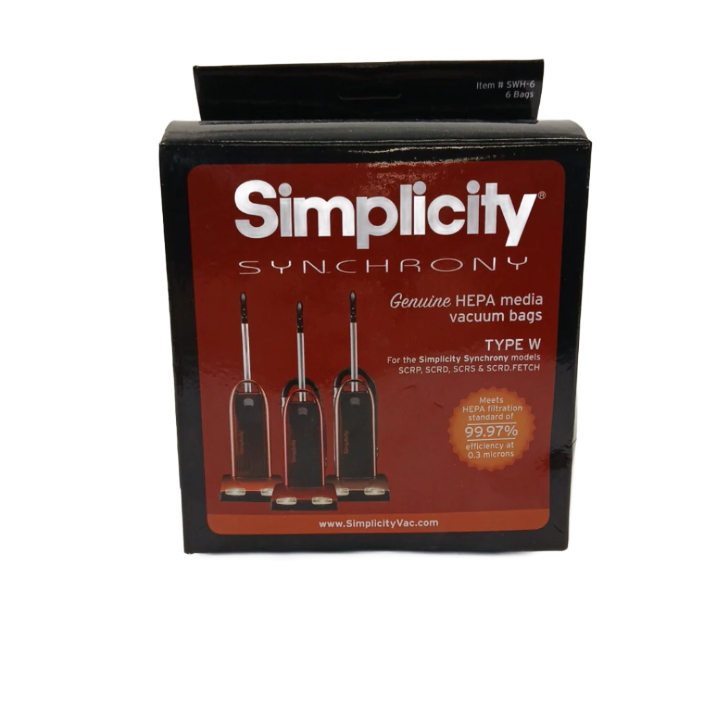 SWH-6 - VACUUM BAG, 6 PK SIMPLICITY TYPE "W" HEPA TYPE OEM