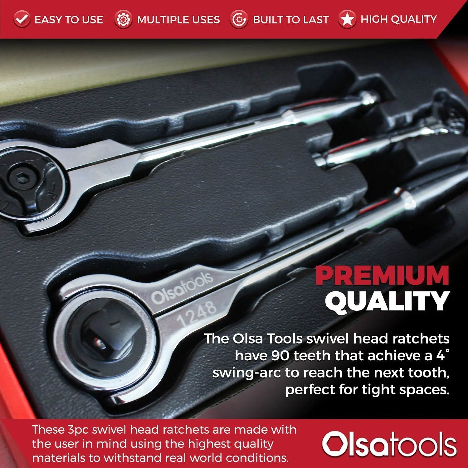 Swivel Head Ratchet - 90 Tooth Round Head - Image 10