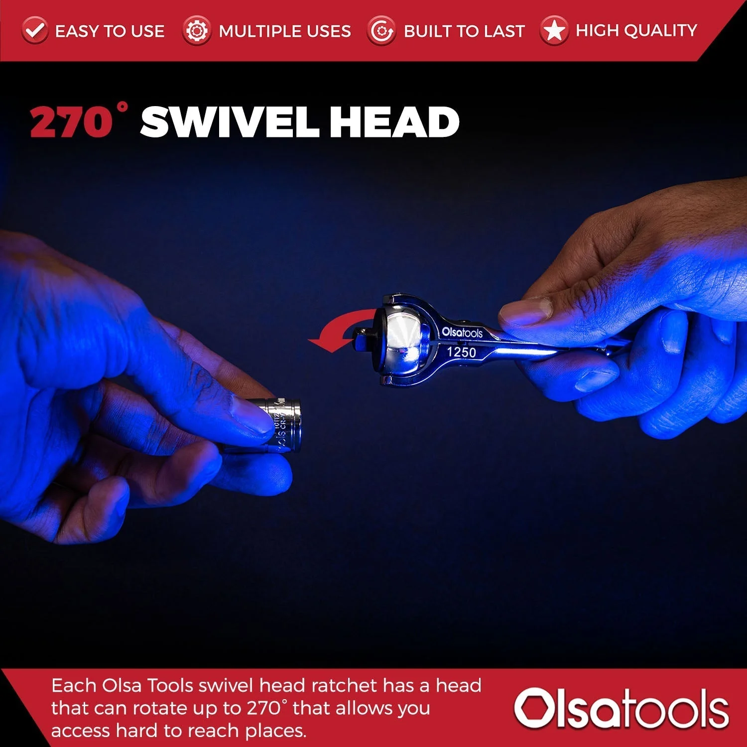Swivel Head Ratchet - 90 Tooth Round Head - Image 13