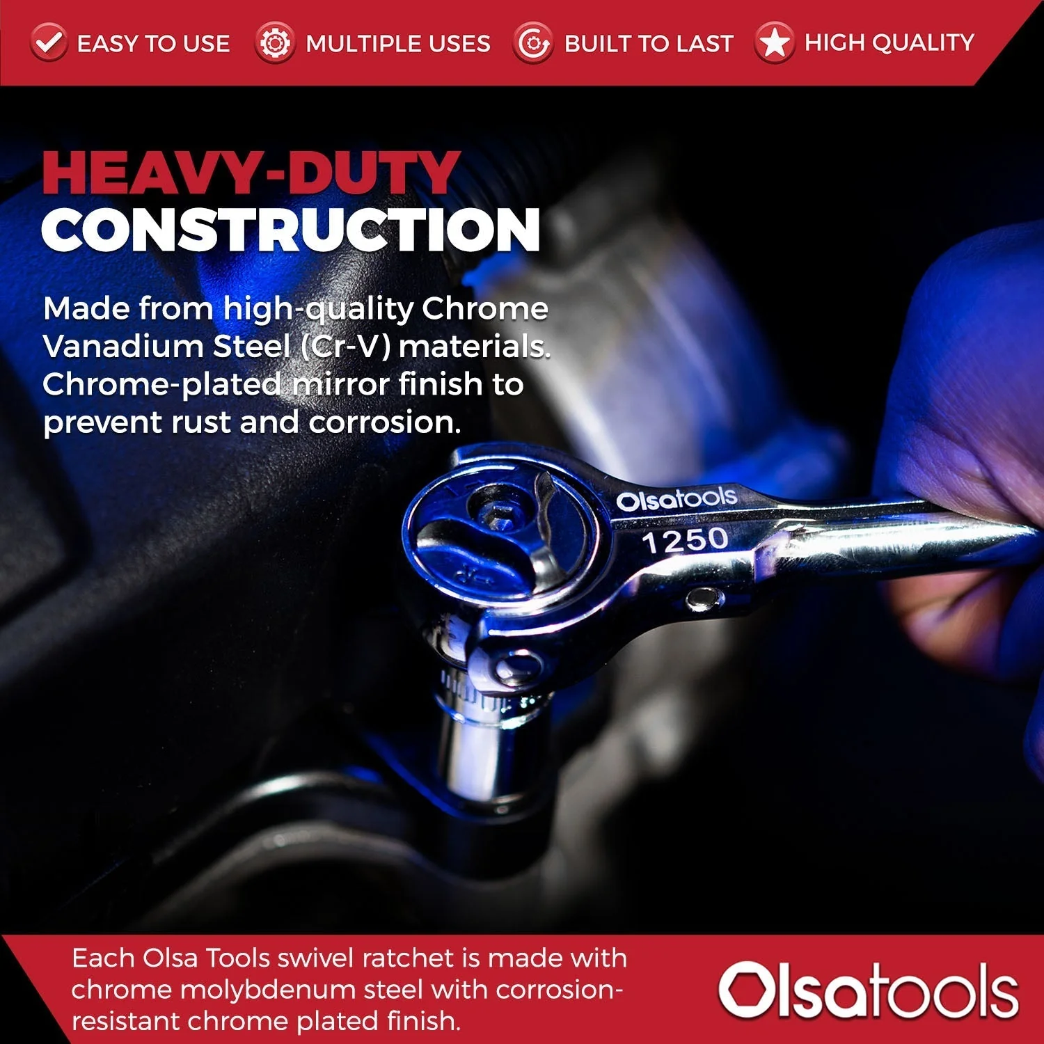 Swivel Head Ratchet - 90 Tooth Round Head - Image 14