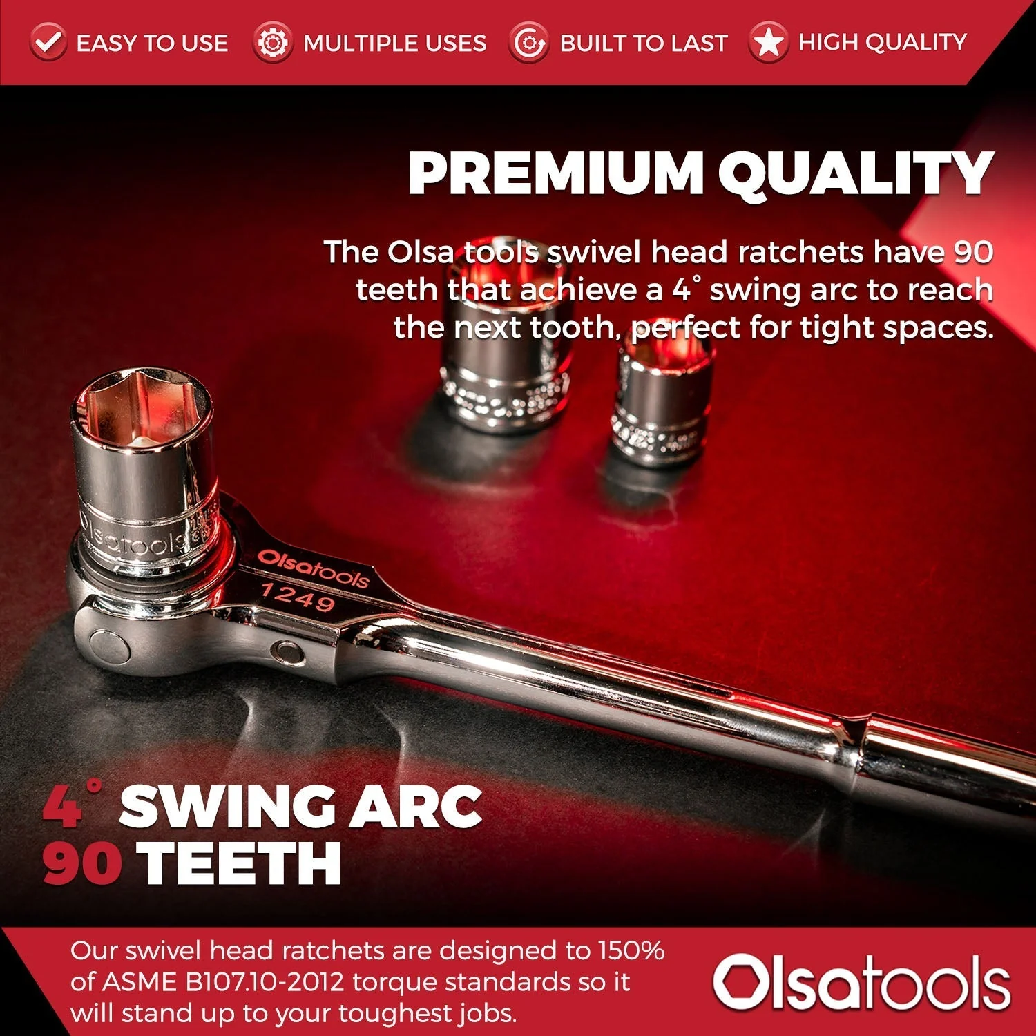 Swivel Head Ratchet - 90 Tooth Round Head - Image 16