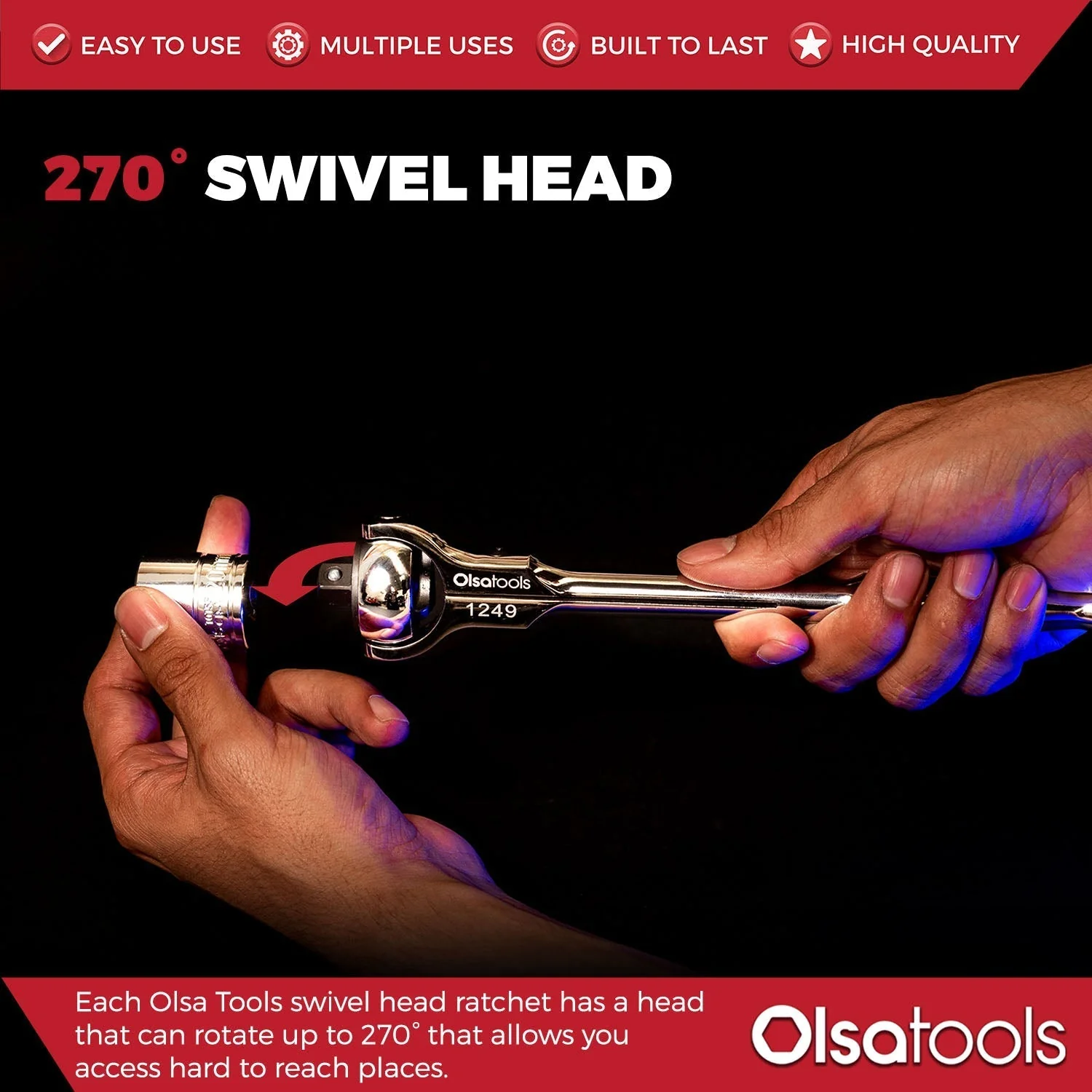 Swivel Head Ratchet - 90 Tooth Round Head - Image 17