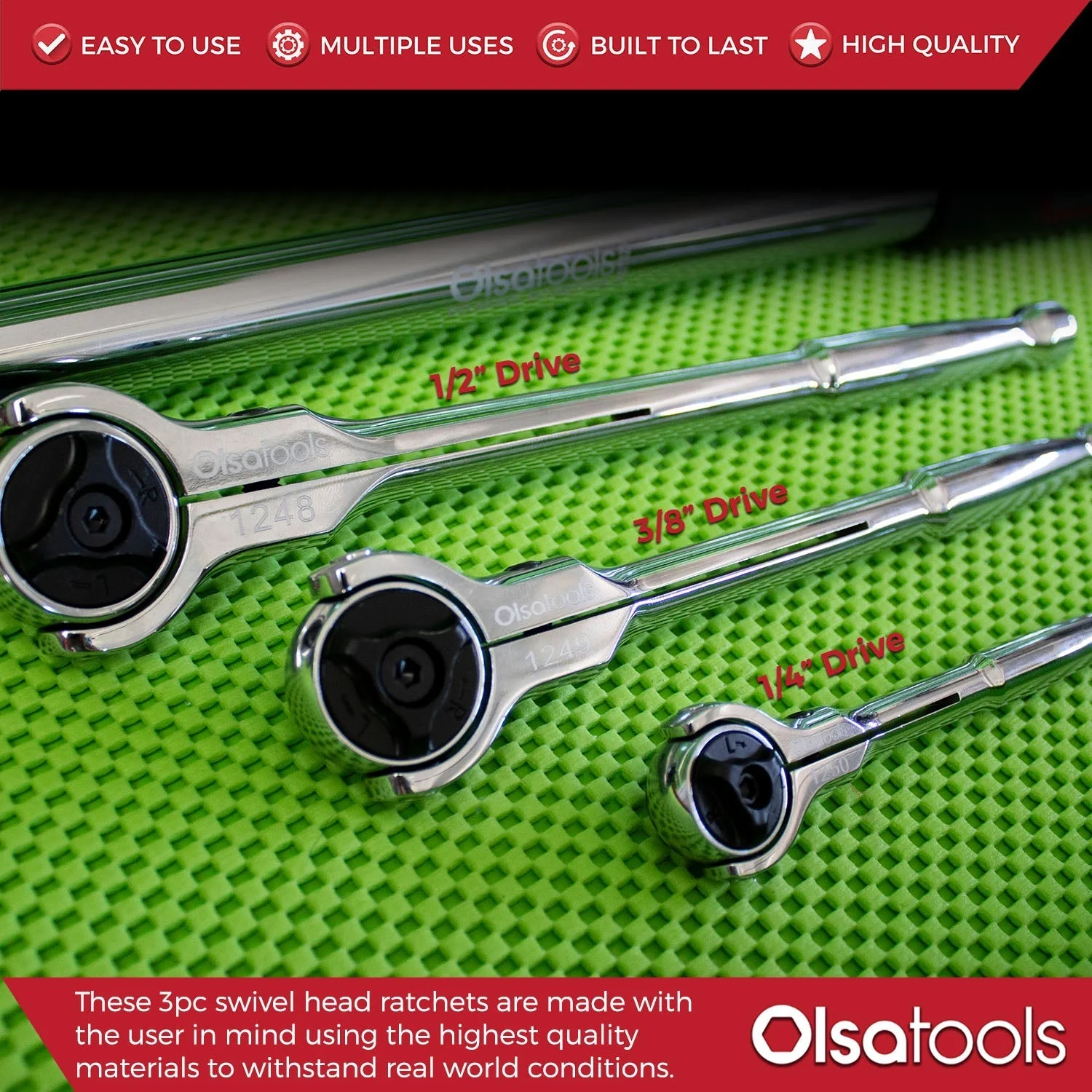 Swivel Head Ratchet - 90 Tooth Round Head - Image 6