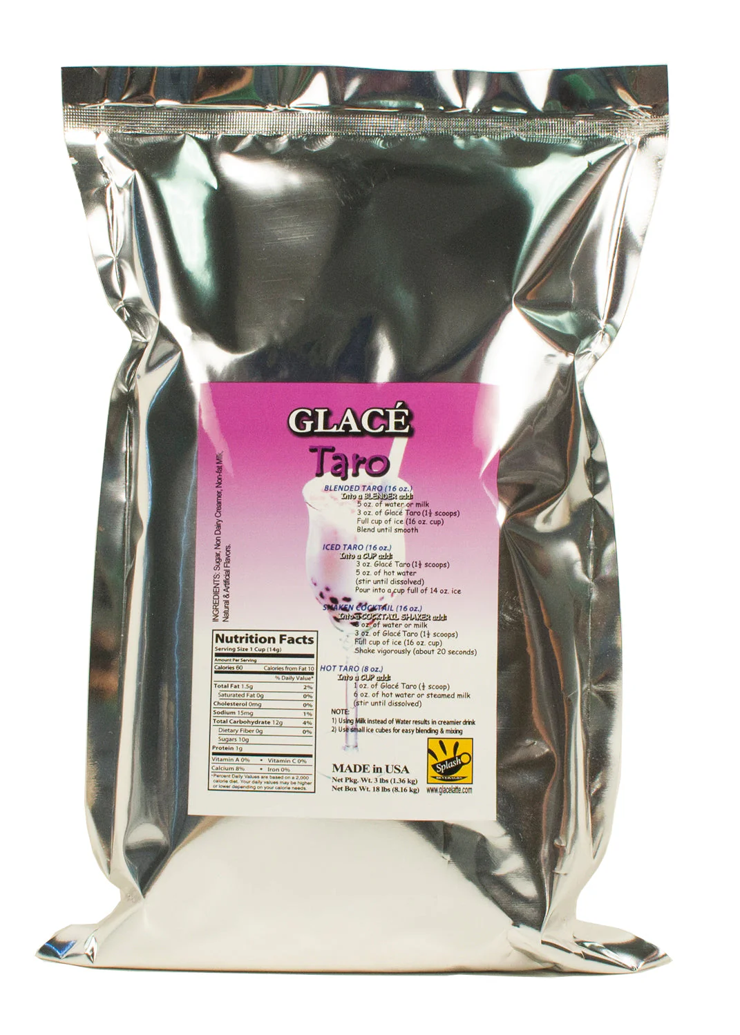 Taro 4 in 1 Mix for Bubble Tea, Smoothies, Lattes and Frappes, 3 lbs. Bag (Case 6 x 3 lbs. Bags) - Ships Free Within Canada on Orders Above CAD $199