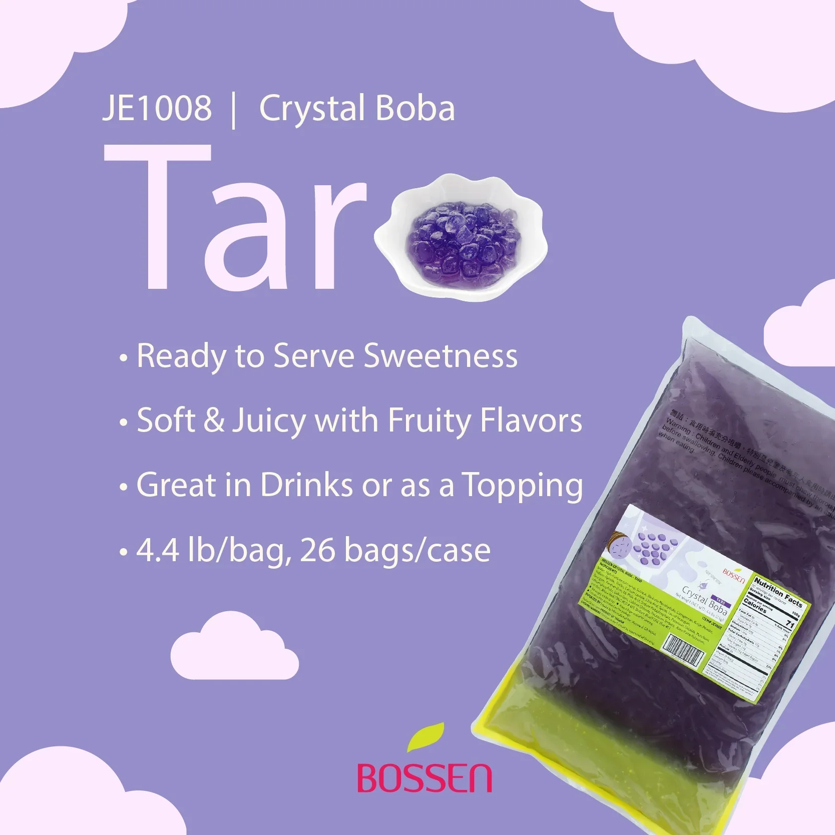 Taro | Crystal Boba | Agar Jelly Boba | Bossen Canada | Ships Free Within Canada on Orders Above CAD $199 - Image 2