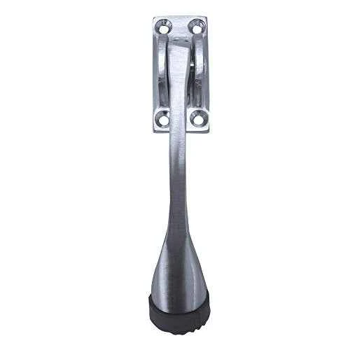 Tell 1 in. W Solid Brass Satin Chrome Silver Kick-Down Door Holder Mounts to door - Image 3