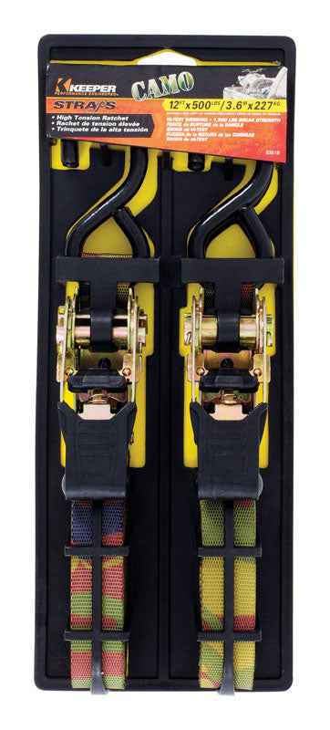 Keeper 1 in. W X 12 ft. L Camo Tie Down w/Ratchet 500 lb 2 pk - Image 2