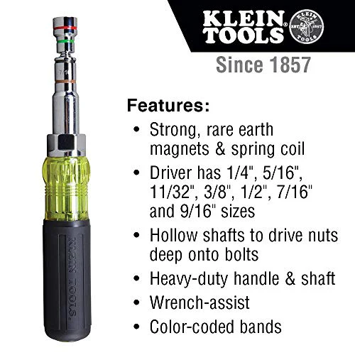 Tools 32807MAG 7-in-1 Nut Driver, Magnetic Driver with SAE Hex Nut Sizes and Spring Coil Bits, Heavy-Duty Handle for Added Torque - Image 8