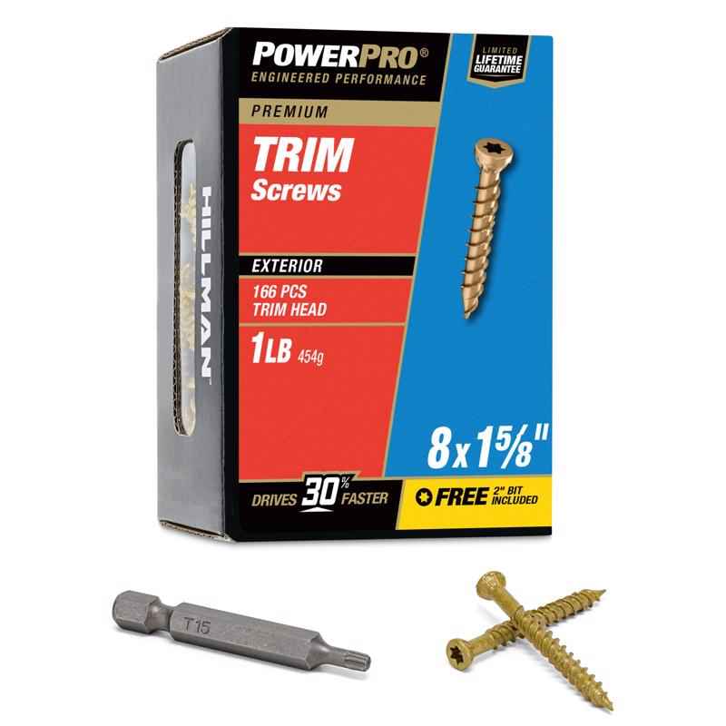 Hillman Power Pro No. 8 X 1-5/8 in. L Star Bronze Ceramic Trim Screws 1 lb 195 pk