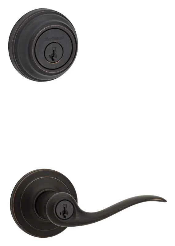 Kwikset SmartKey Tustin Venetian Bronze Entry Lever and Deadbolt Set KW1 1-3/4 in. - Image 2