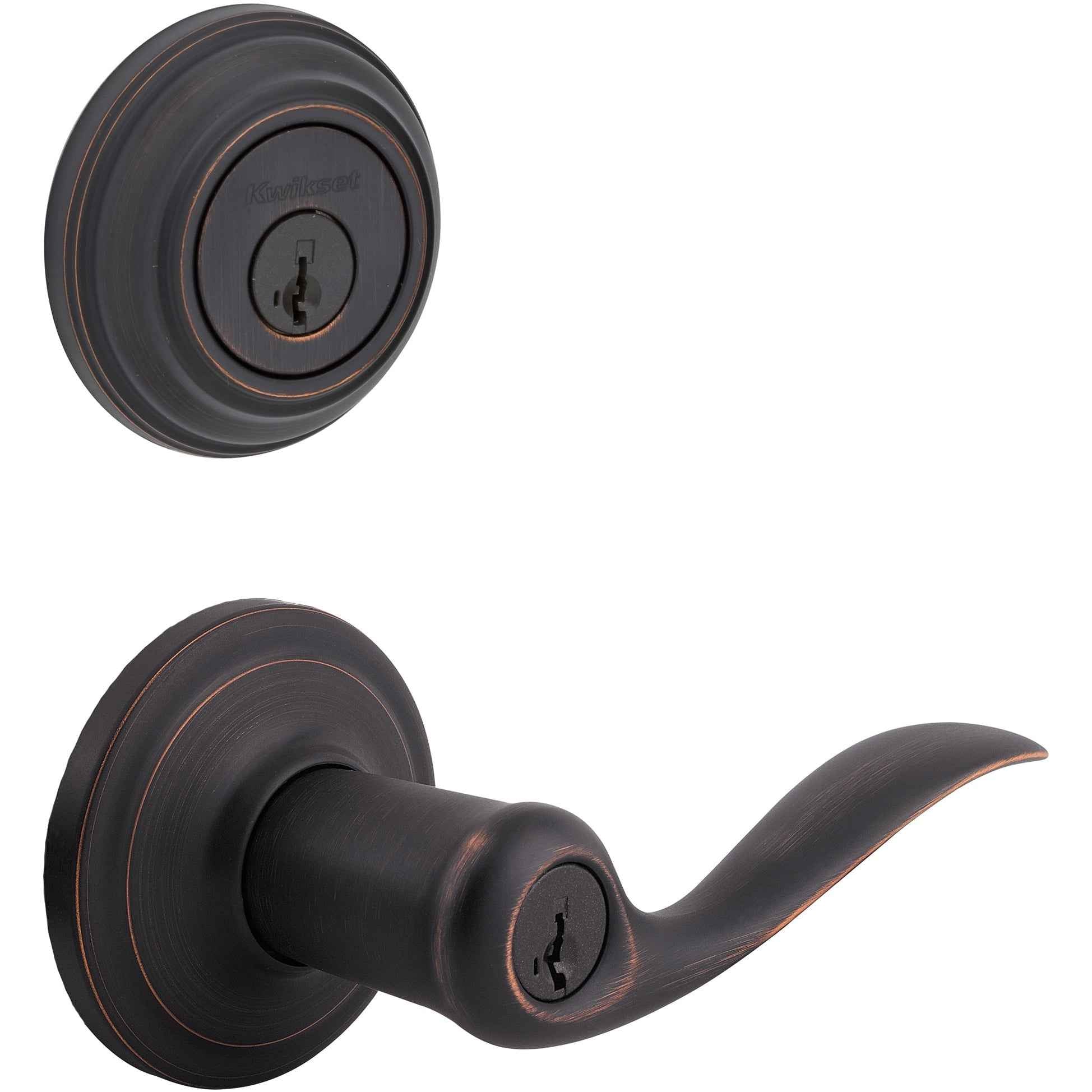 Kwikset SmartKey Tustin Venetian Bronze Entry Lever and Deadbolt Set KW1 1-3/4 in. - Image 3