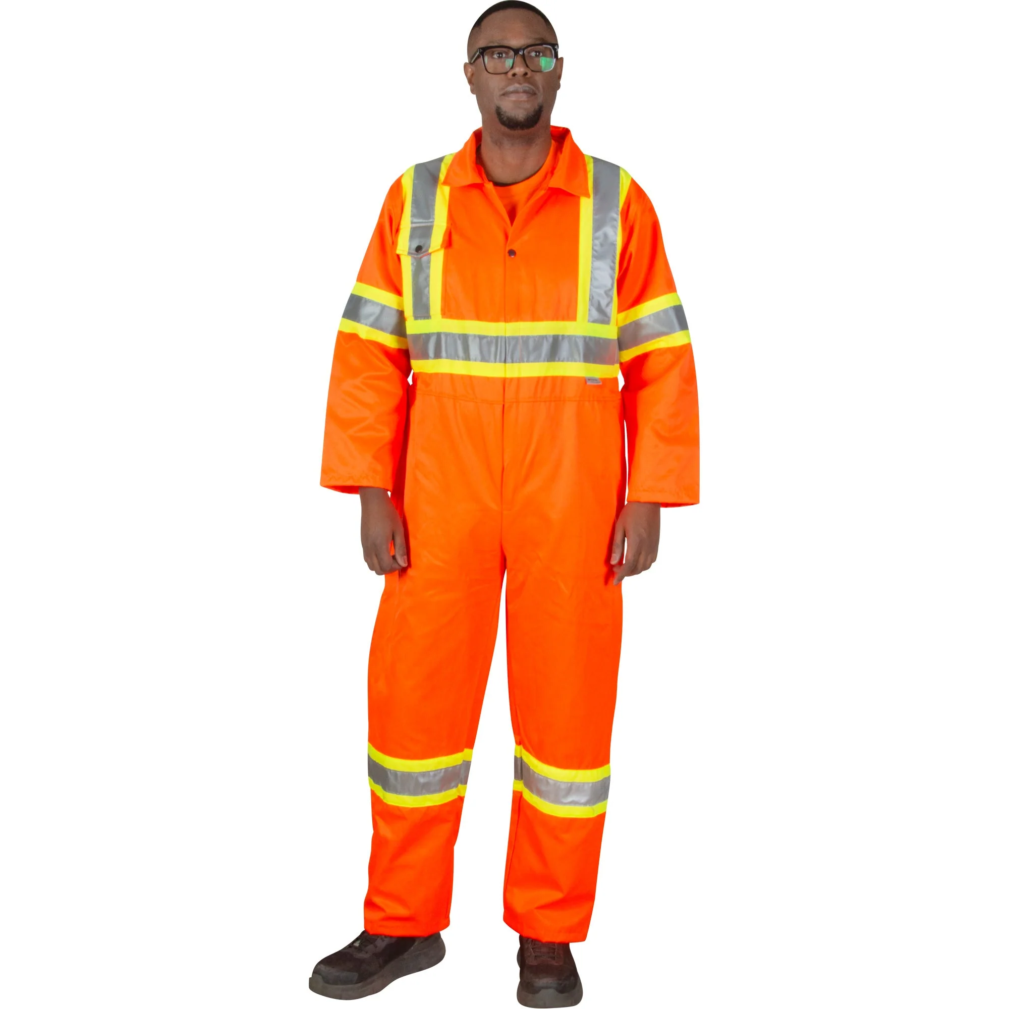 Unlined Safety Coveralls, 2X-Large, High Visibility Orange