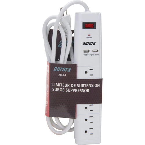 USB Charging Surge Protector, 6 Outlets, 1200 J, 1875 W, 6' Cord - Image 3