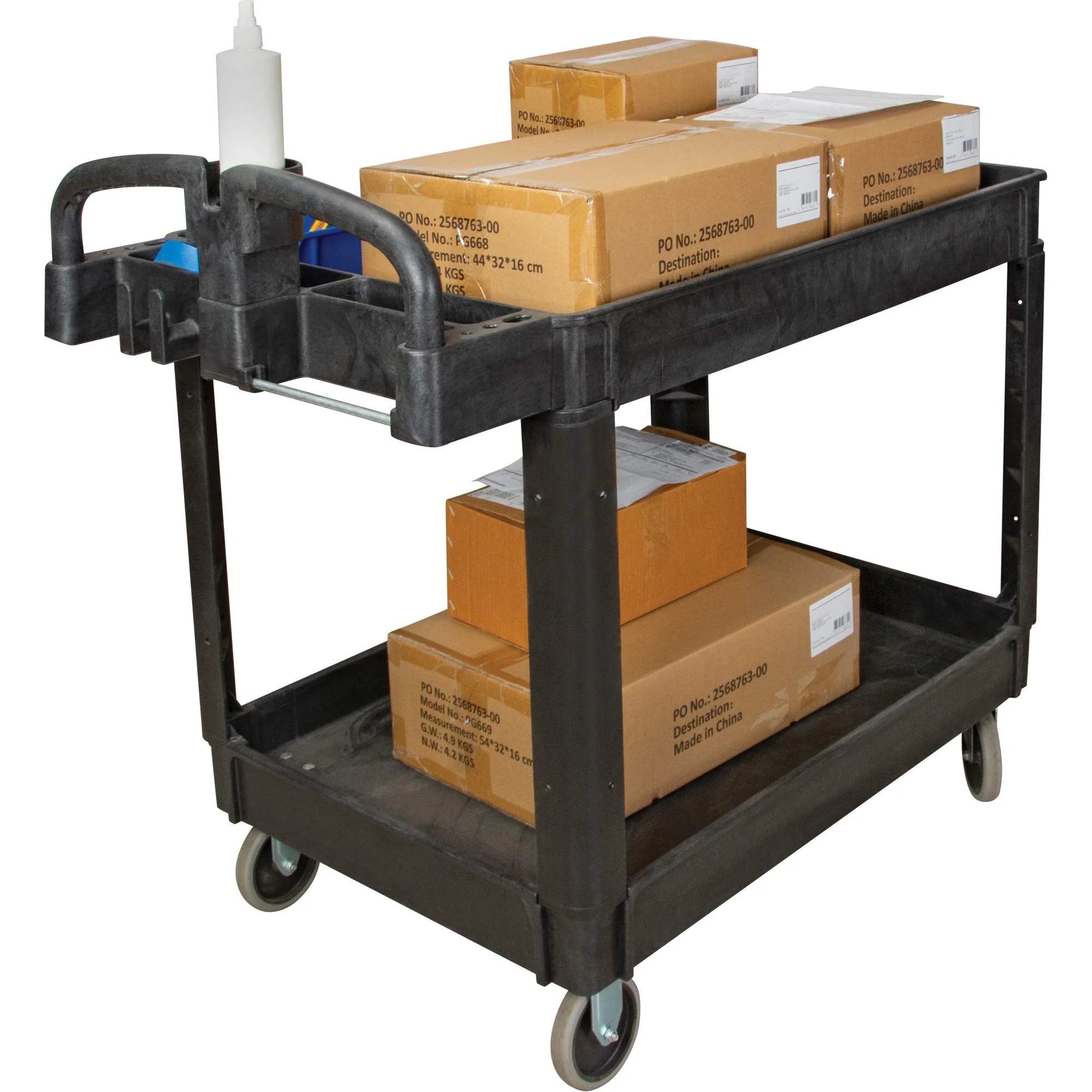 Utility Cart, 2 Tiers, 25-5/8" x 33-1/2" x 43-3/4", 550 lbs. Capacity - Image 9
