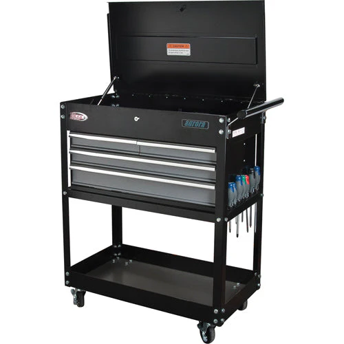 Utility Cart, 4 Drawers, 18" L x 33" W x 39" H, Black - Image 2