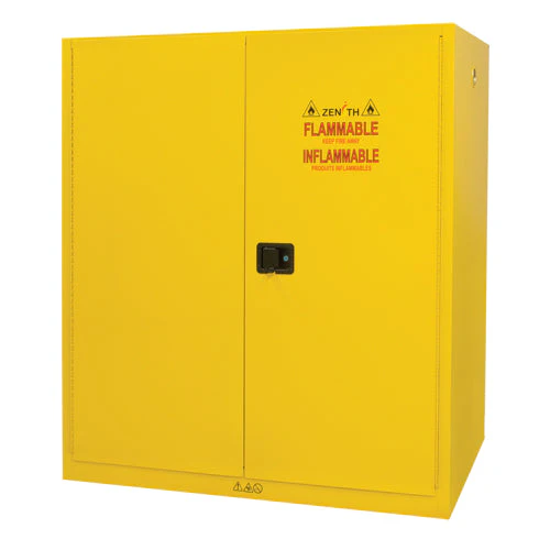 Vertical Drum Storage Cabinet, 110 US gal. Cap., 2 Drums, Yellow - Image 2