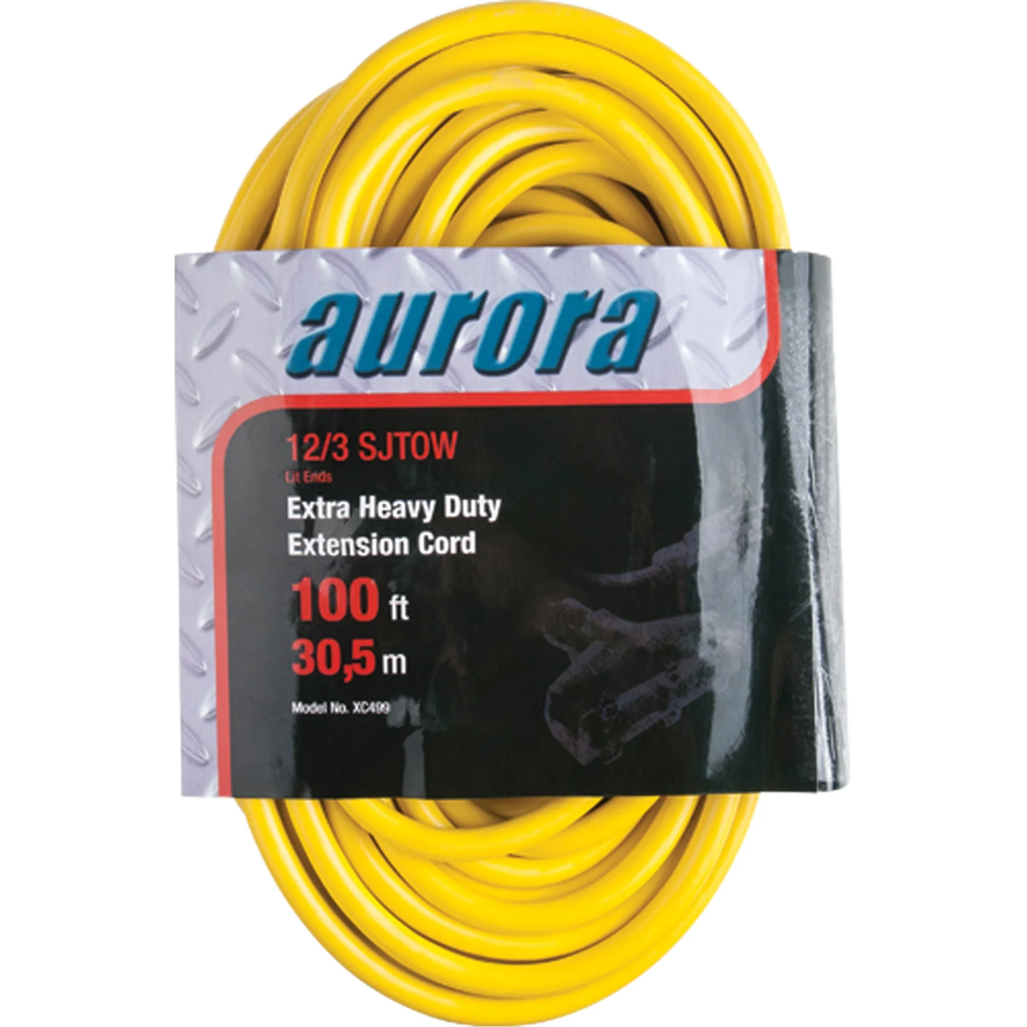 Vinyl Extension Cord with Light Indicator, Outdoor, SJTOW, 12/3 AWG, 15 A, 3 Outlet(s), 100'