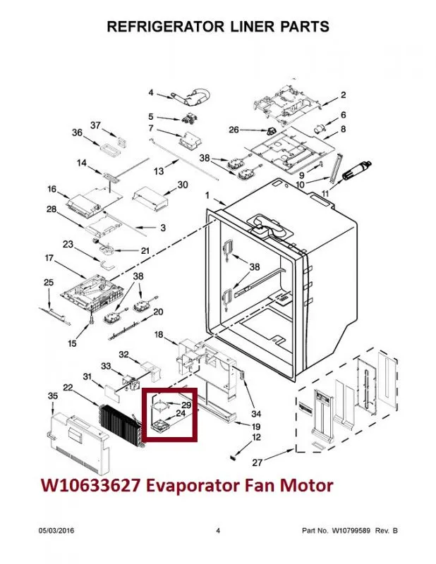 W10633627 Refrigerator Evaporator Fan Motor - Image 2