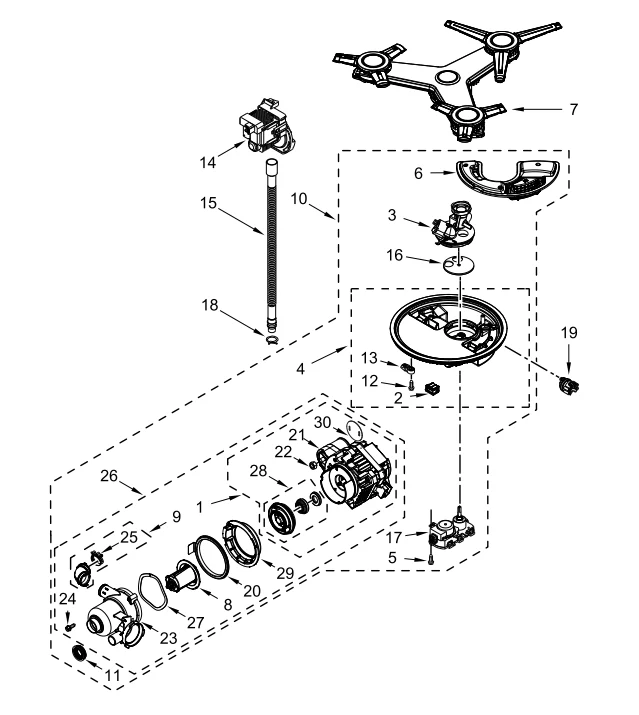 W10860176 Dishwasher Lower Spray Arm (Lower Wash Arm, Spray Arm Assembly, Lower Spray Arm) - Image 4