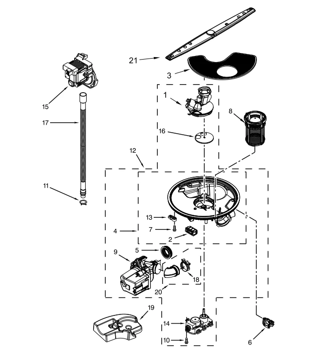Whirlpool Dishwasher Drain Pump W10876537 – OEM & Premium XPart Options Available (Replaces W10724439, W10348269) - Image 6