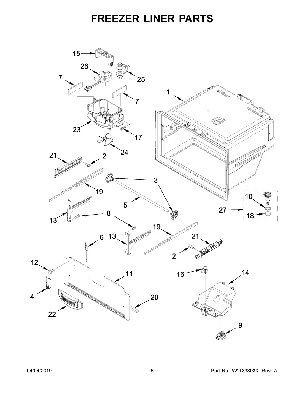 W11265130 Refrigerator Freezer Drawer Slide Rail