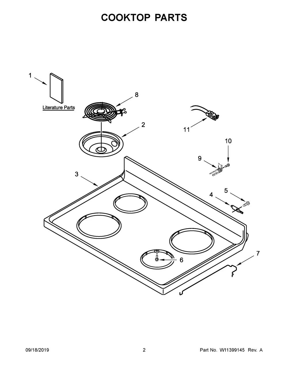 W11396792 Range Coil Surface Element, Pigtail Ends 6" Replaces W11255551 - Image 3