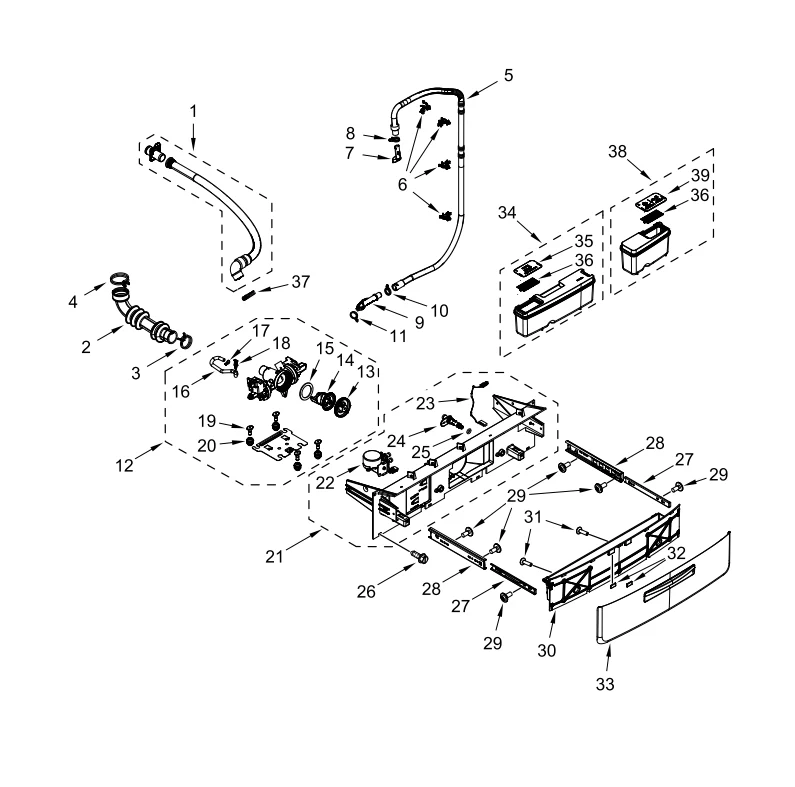 Whirlpool Washer Drain Pump Assembly W11458345 (Replaces W10918608, W11316609, W11319789) - Image 5