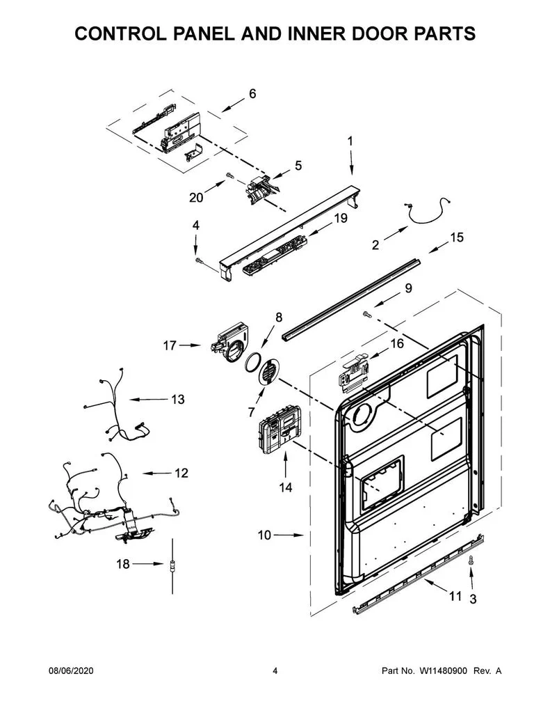 W11460908 Dishwasher Control Panel, Black - Image 2