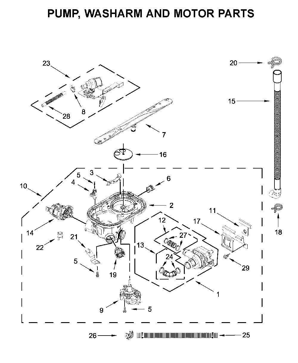 W11460945 Dishwasher Motor & Sump Assembly - Image 2