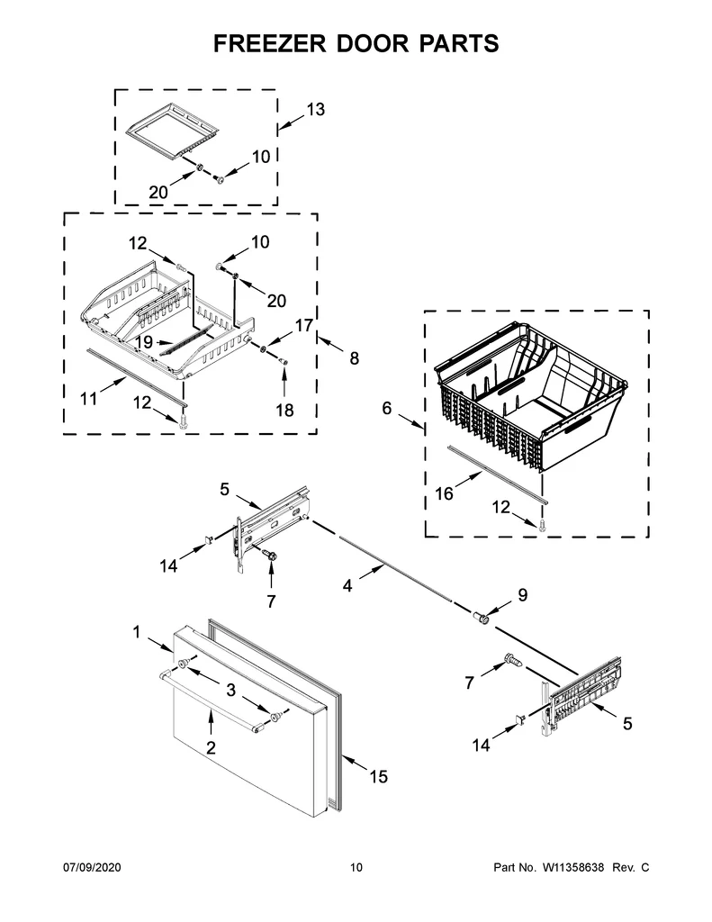 W11483535 Freezer Door Handle (Stainless)