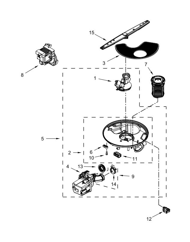 Whirlpool Dishwasher Pump & Motor Assembly W11612326 (Replaces W11414076) - Image 6