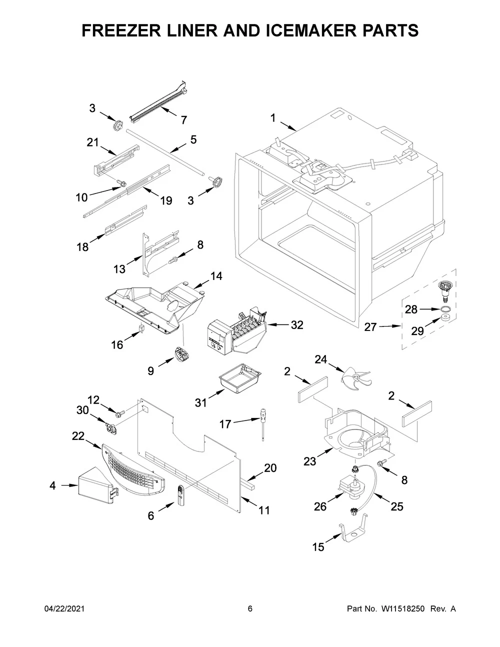W11692144 Refrigerator Ice Maker (Ice Maker Assembly, Automatic Icemaker, Ice Machine) - Image 10