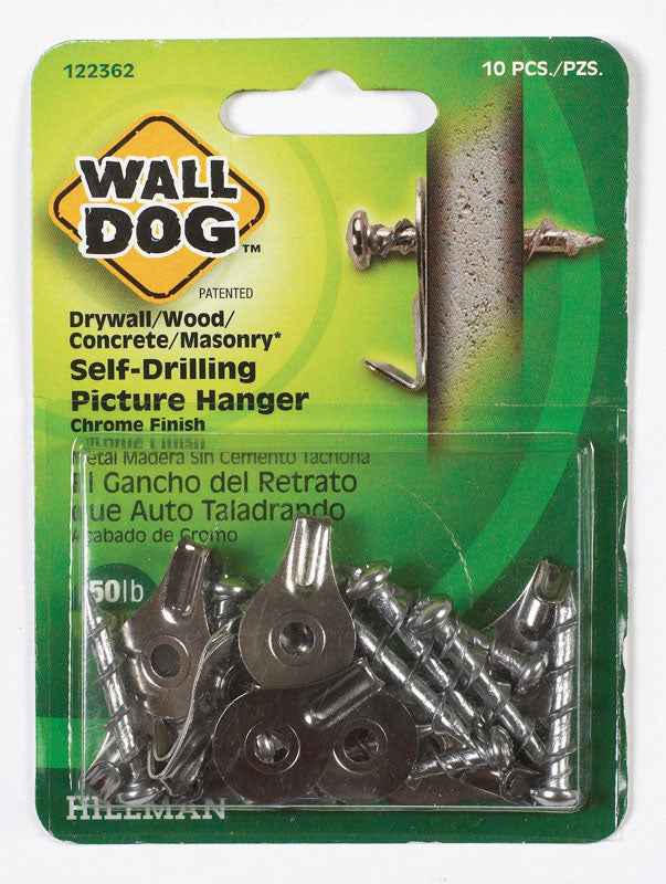 Hillman WALL DOG Chrome Gold Self-Drilling Picture Hanger 50 lb. 10 pk (Pack of 10) - Image 3