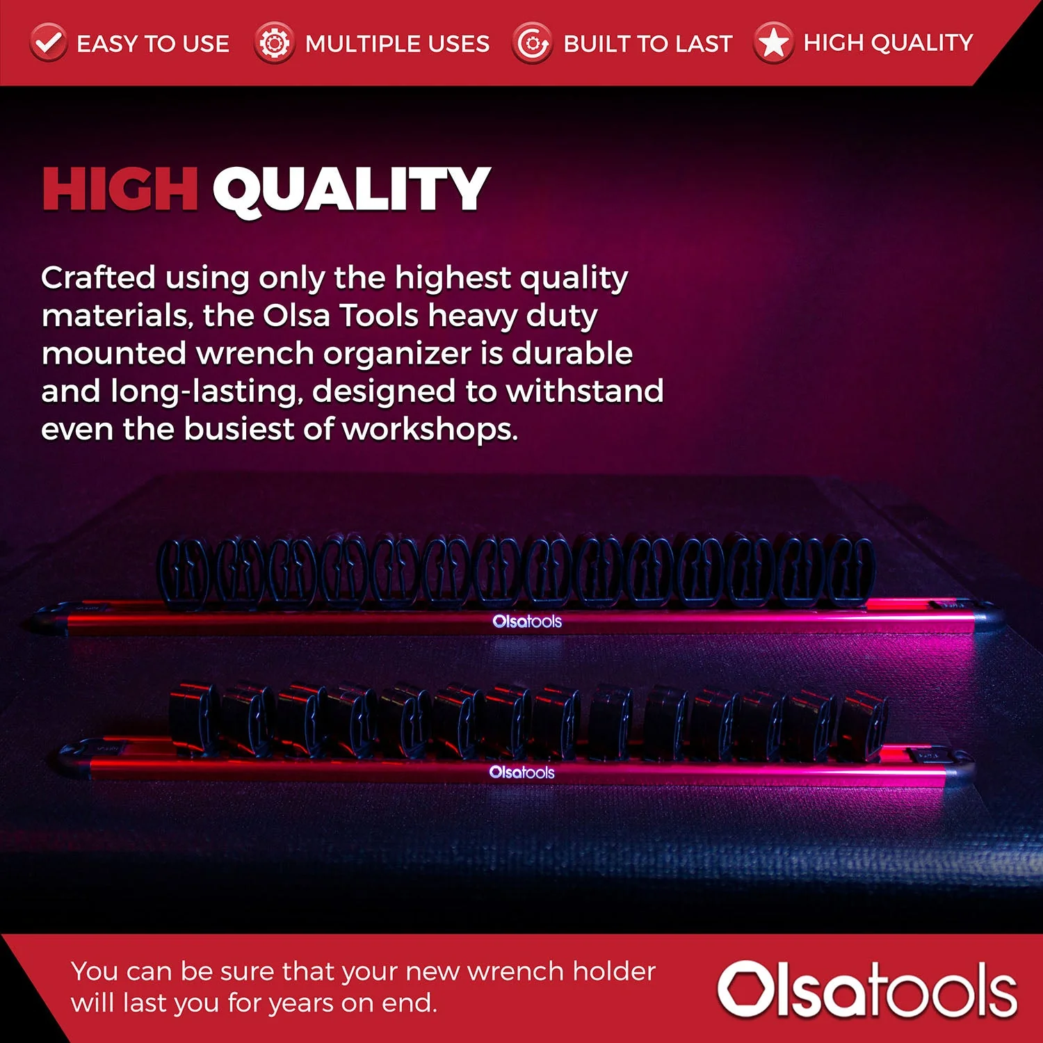 Wall Mount Wrench Organizer With Rotating Clips - Image 10