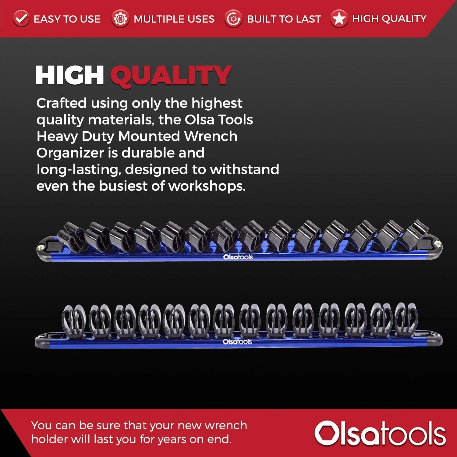 Wall Mount Wrench Organizer With Rotating Clips - Image 5