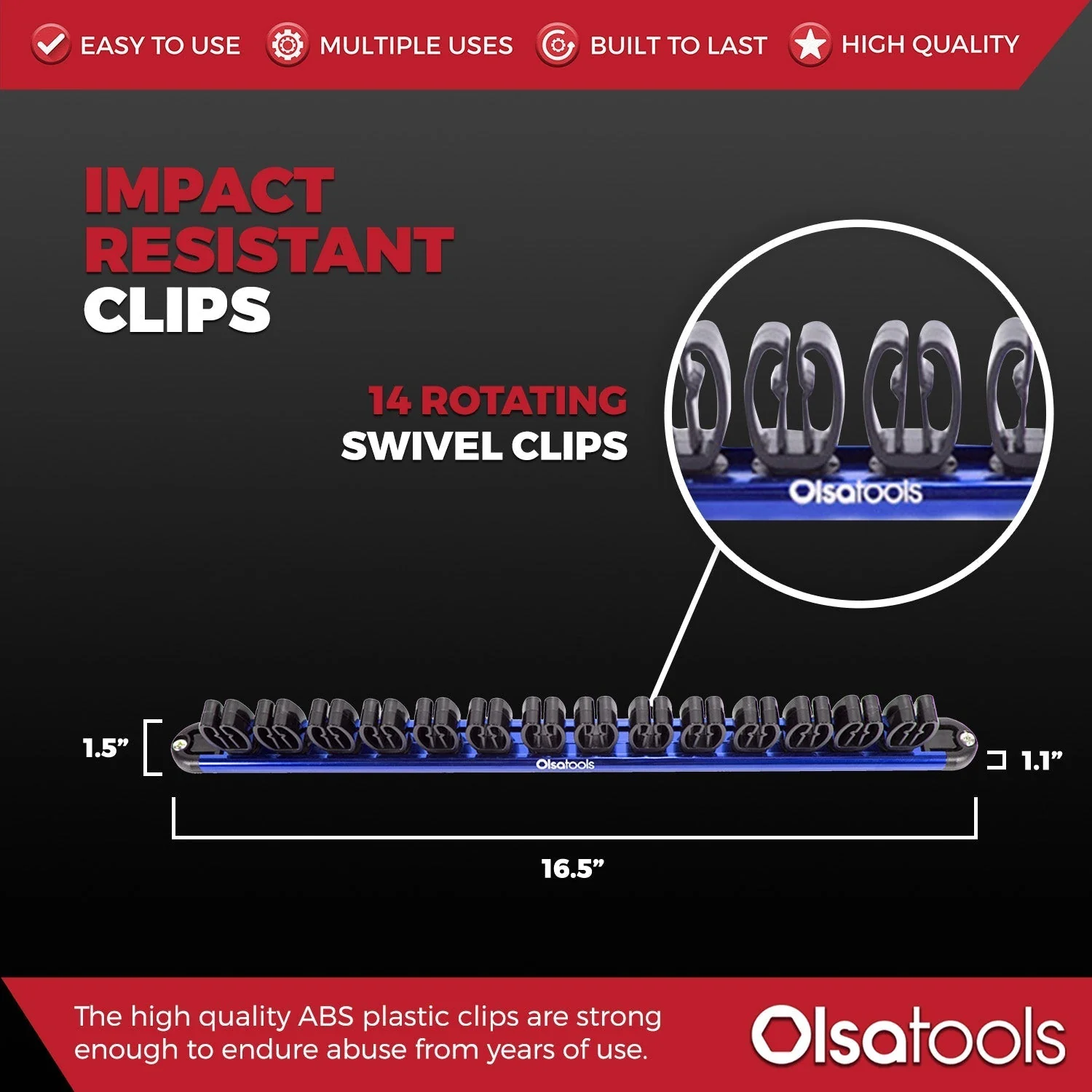 Wall Mount Wrench Organizer With Rotating Clips - Image 7