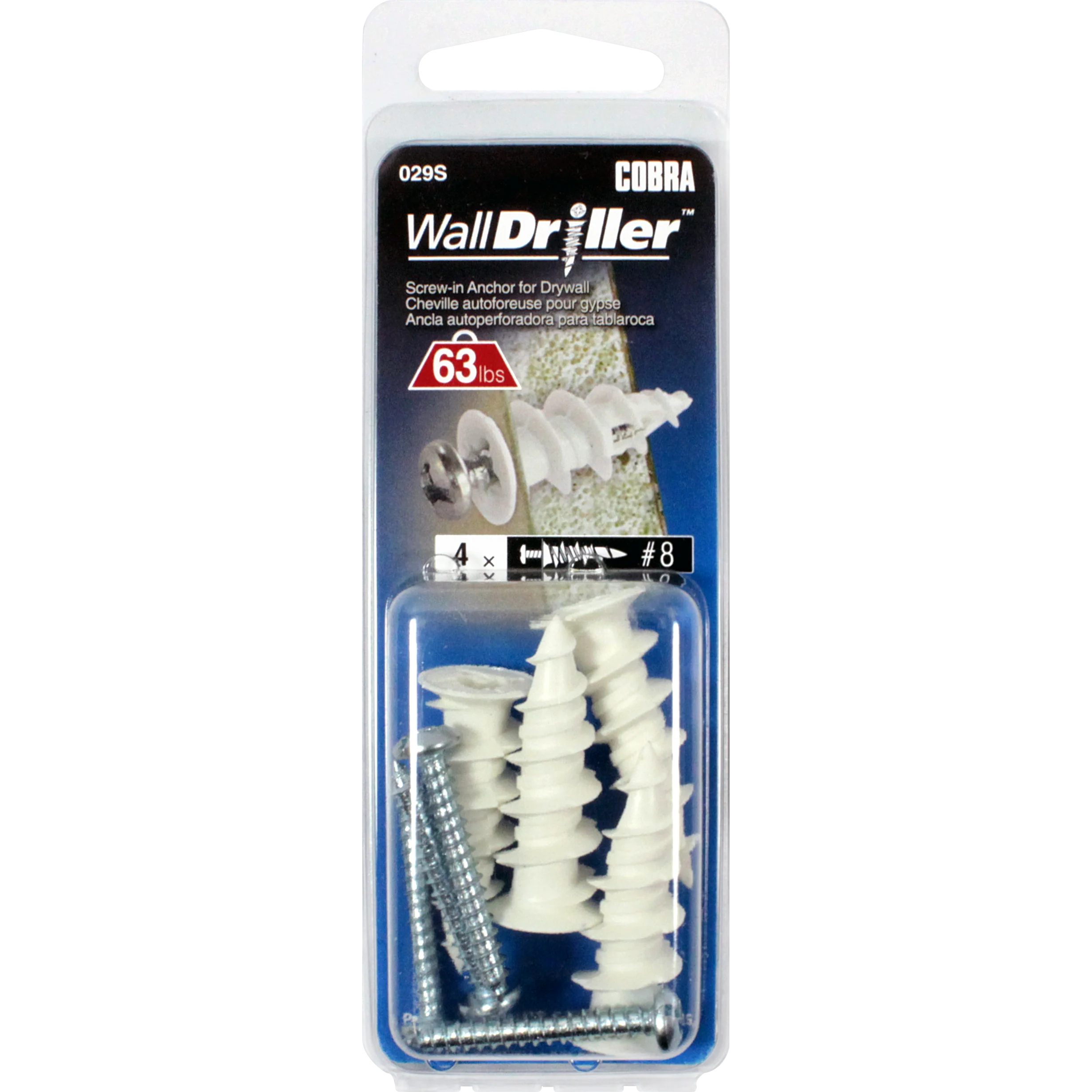 #8 Nylon WallDriller Anchor w/ Screw (4 Pack)