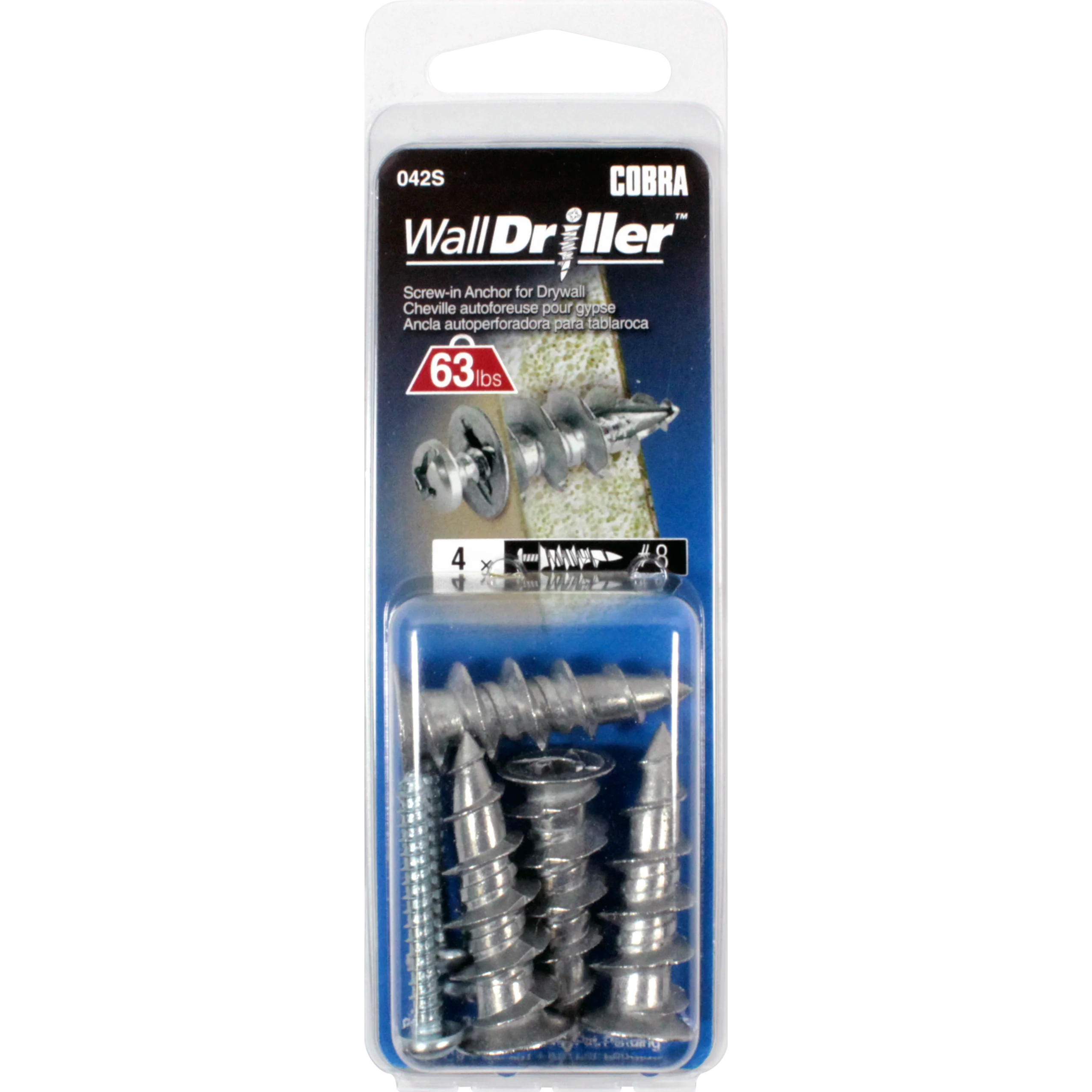 #8 Zinc WallDriller Anchor w/ Screw (4 Pack)