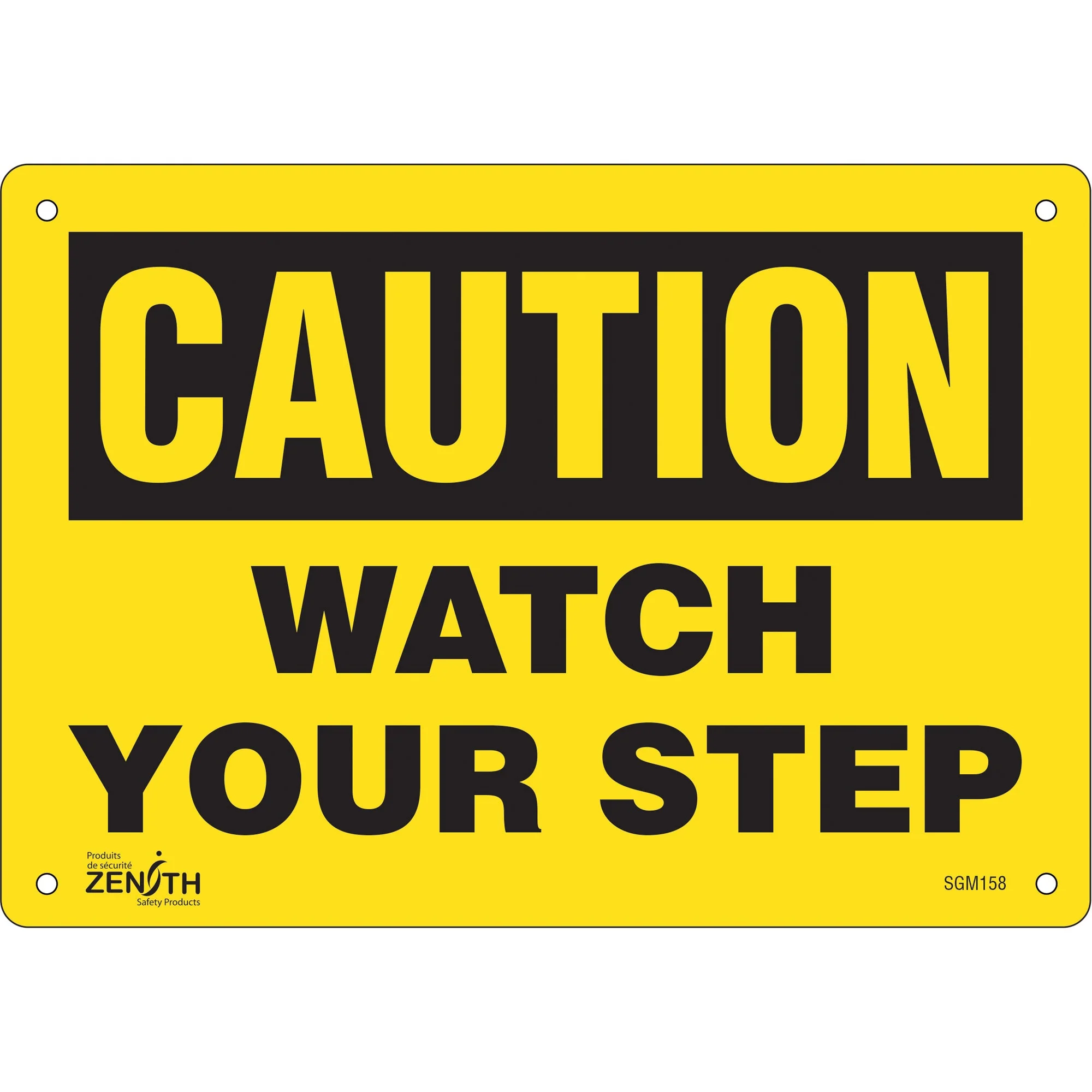 "Watch Your Step" Sign, 7" x 10", Plastic, English