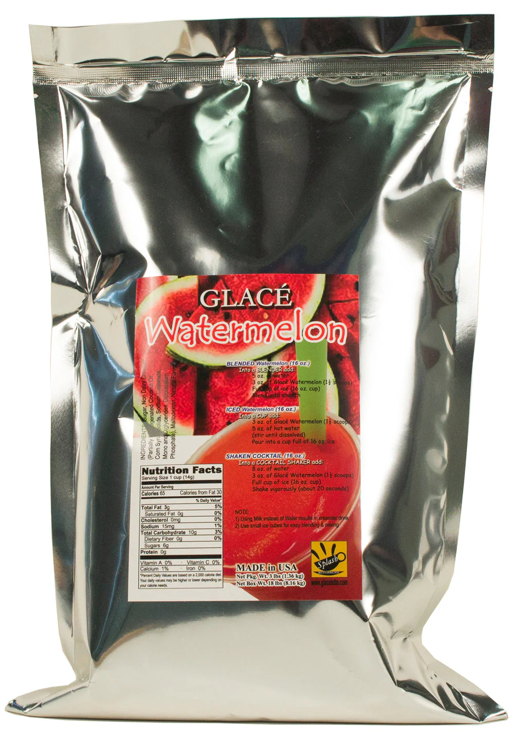 Watermelon 4 in 1 Mix for Bubble Tea, Smoothies, Lattes and Frappes, 3 lbs. Bag (Case 6 x 3 lbs. Bags) - Ships Free Within Canada on Orders Above CAD $199
