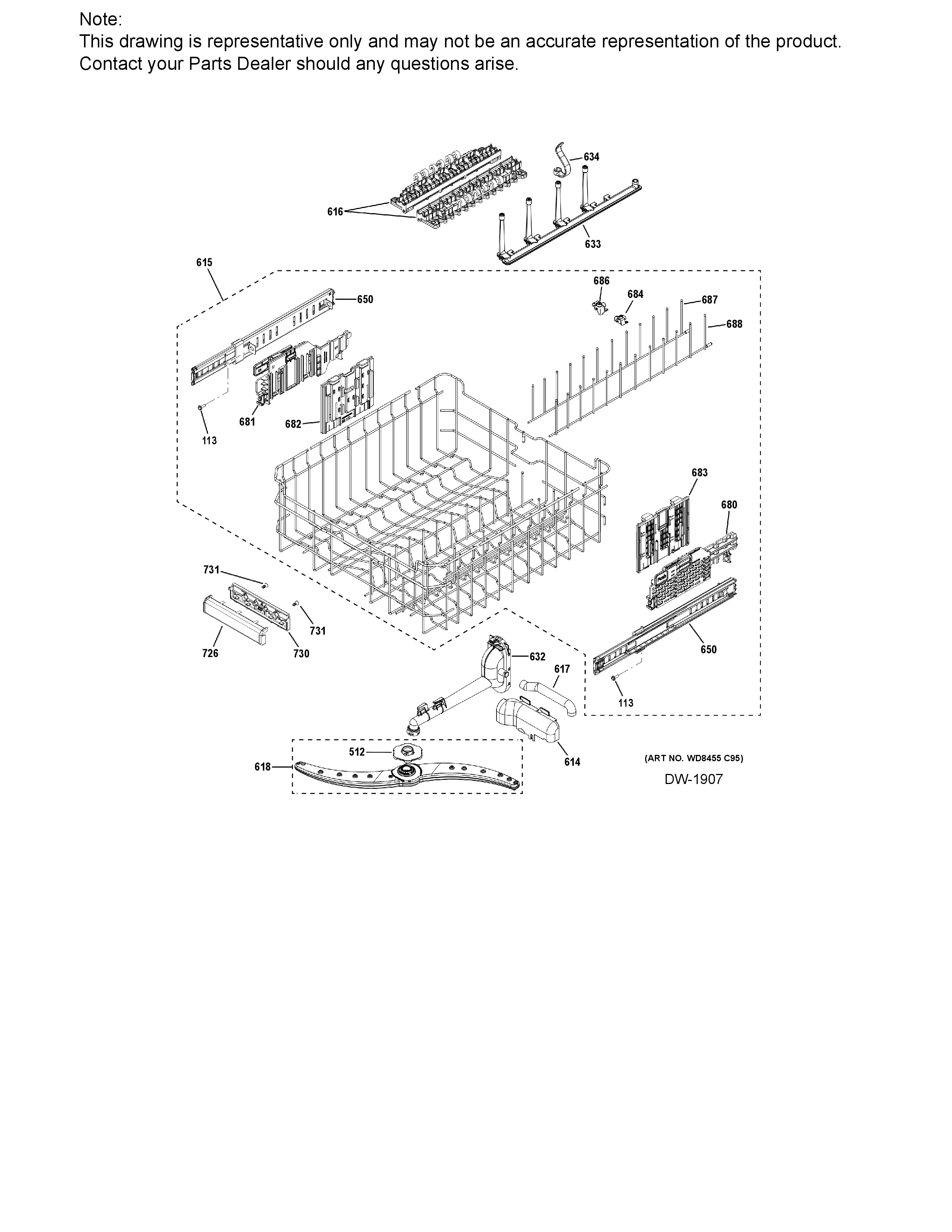 WG01A01659 Dishwasher Upper Rack - Image 5