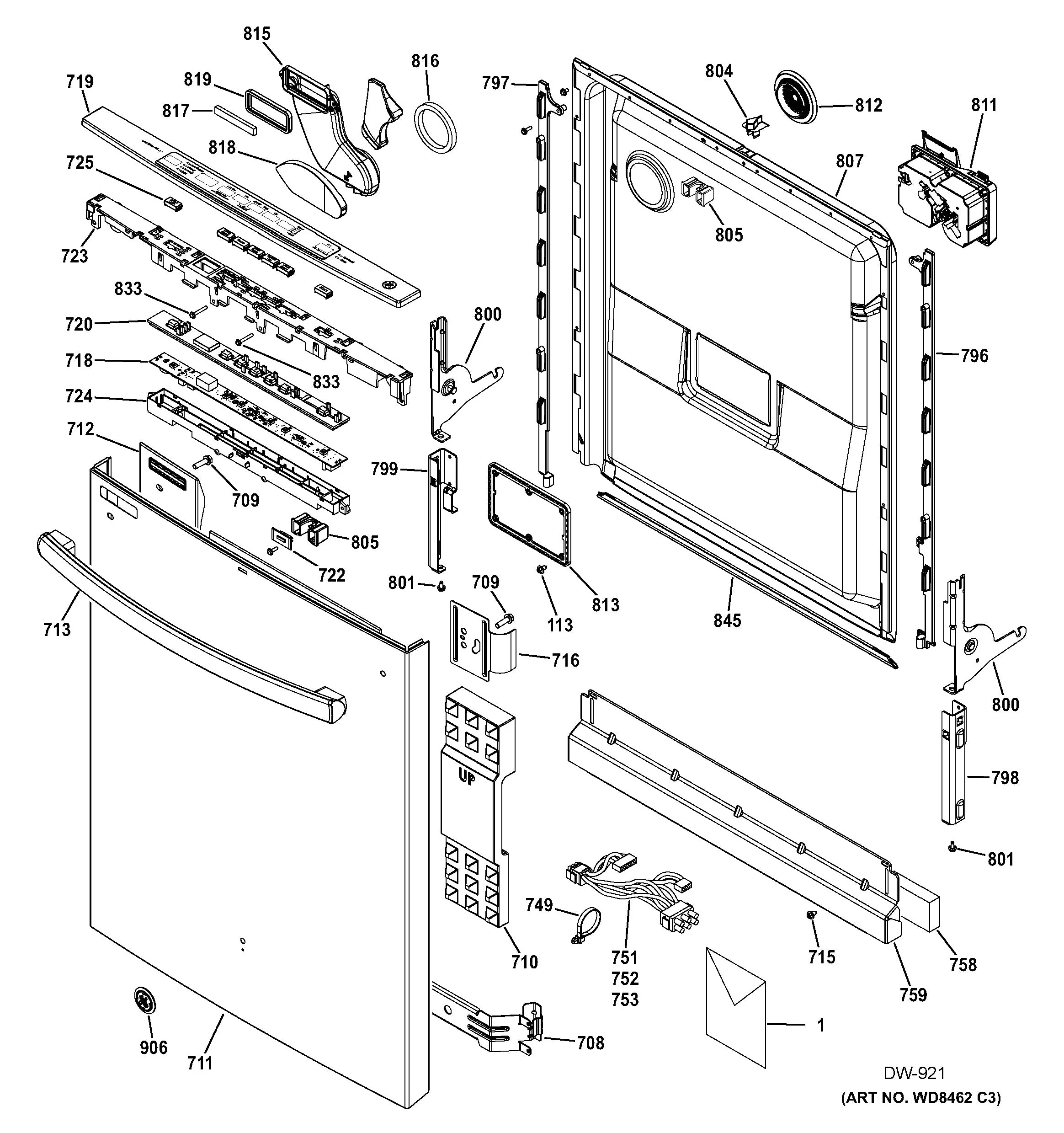 WG01F03219 Dishwasher Console Cover Assembly - Image 2