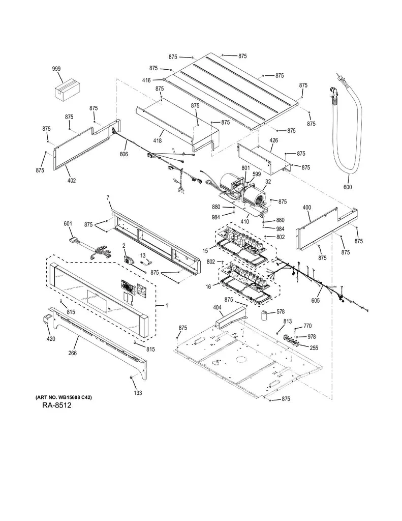 WG02F15052 Wall Oven Control Panel Assembly