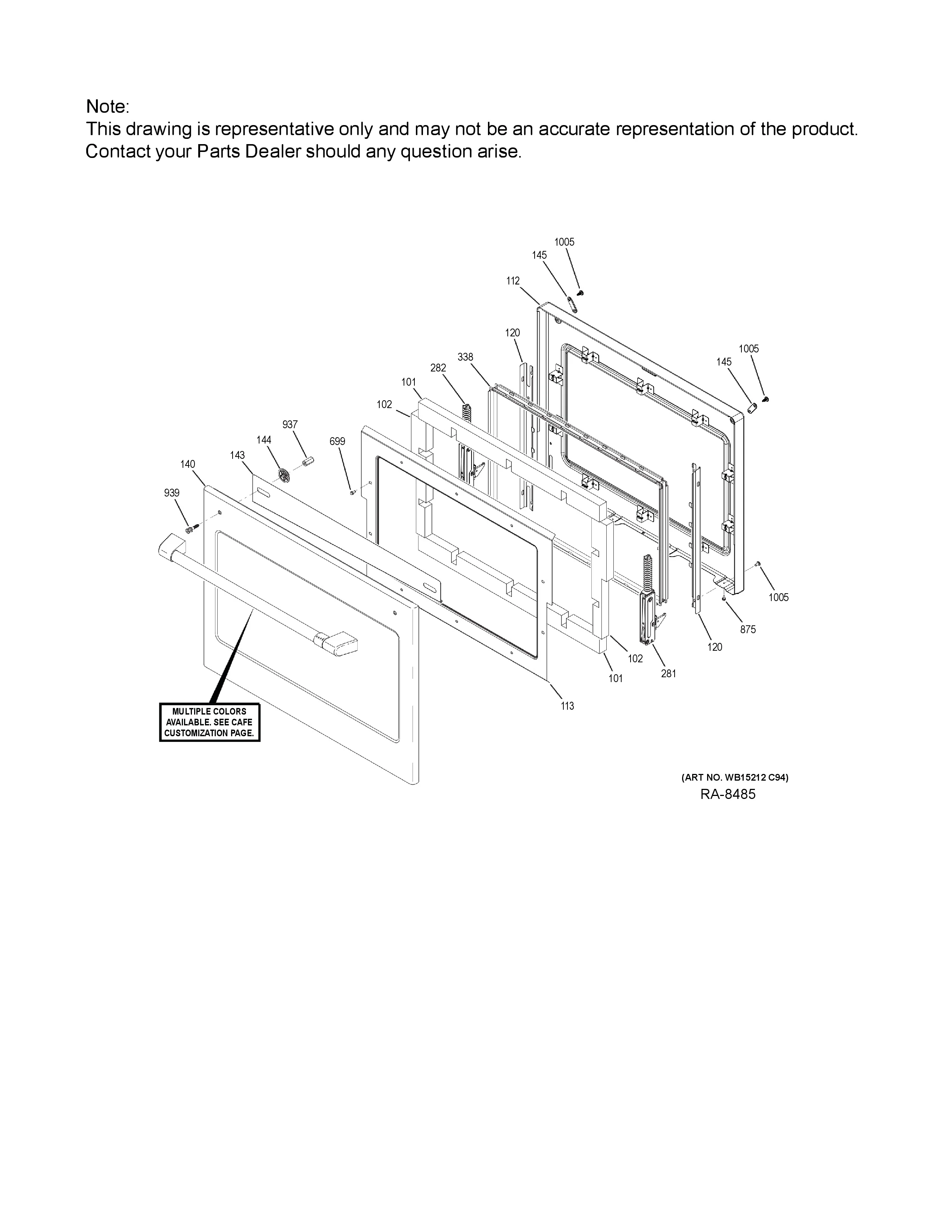 WG02L09161 Oven Door Hinge, Left (replaces WB10X30584)
