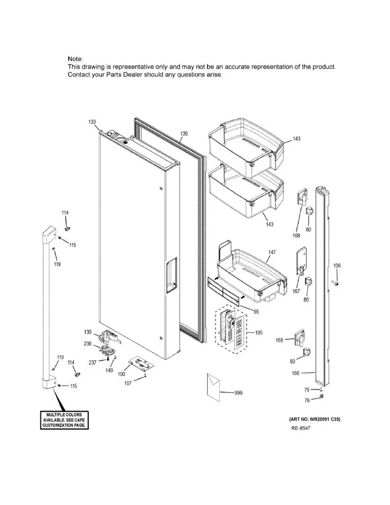 WG03L11681 Refrigerator Left Hand Door Control Assembly - Image 5