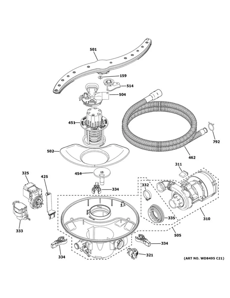 WG04A04254 Dishwasher Wash Pump Service Kit - Image 5
